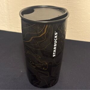 Starbucks 2018 Black Gold Sparkle Holiday Ceramic Tumbler Travel Mug/Cup